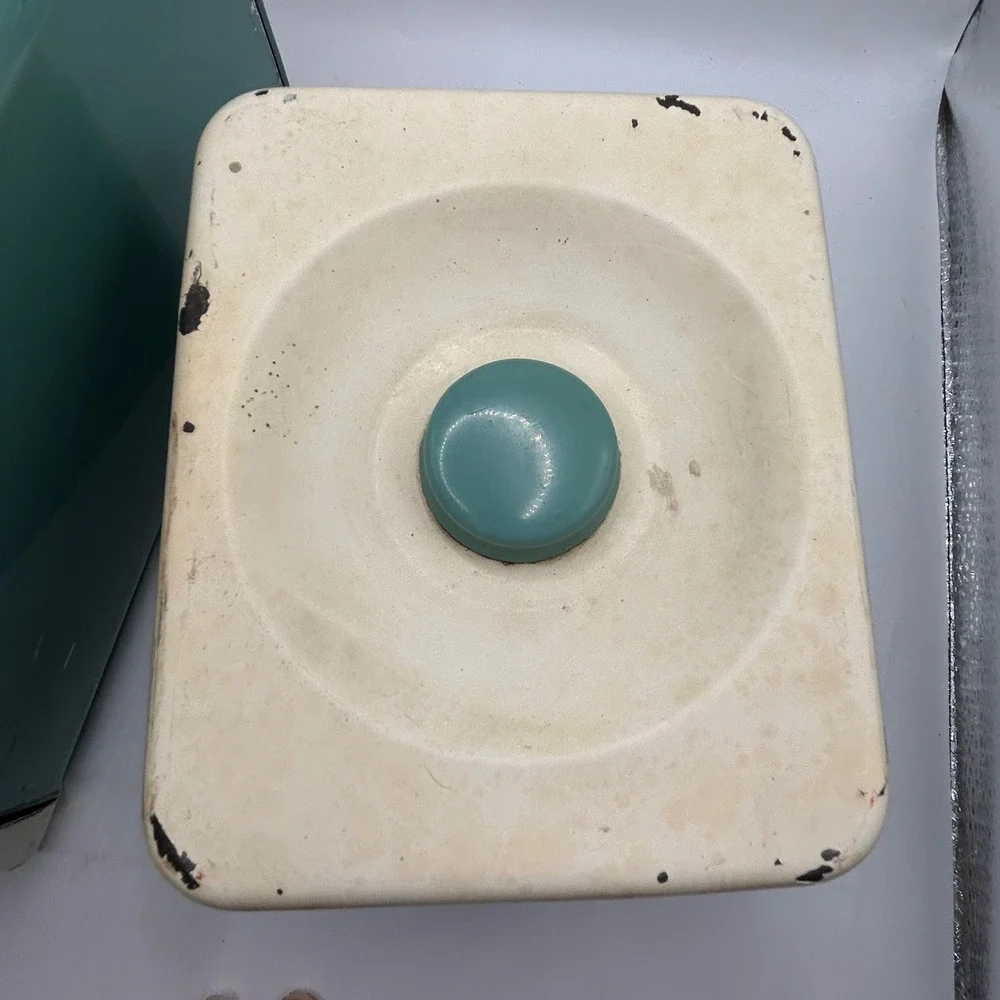 Vintage BeautyWare Metal Canister Set Turquoise Flour Tea Mid Century Modern